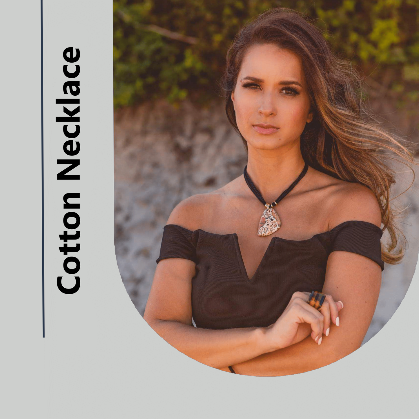 Colar Famibeach Brasileira Drusa de Ametista (Ametista Druzy) - Colar de Fio de Algodão