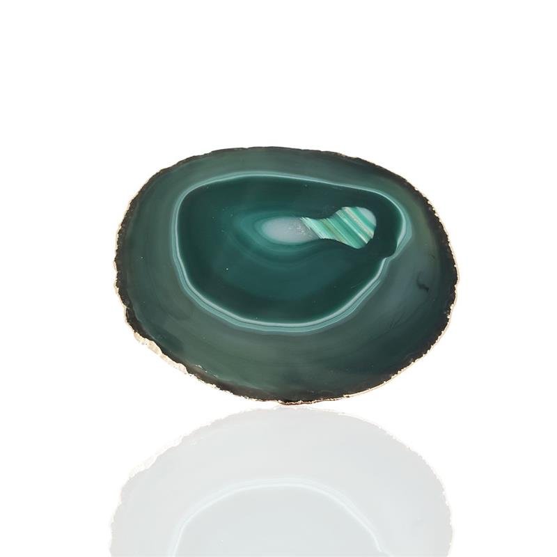 WINE BOTTLE HOLDER GREEN AGATE STONE WITH GOLDEN BORDER (11040033)