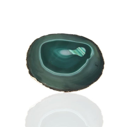WINE BOTTLE HOLDER GREEN AGATE STONE WITH GOLDEN BORDER (11040033)