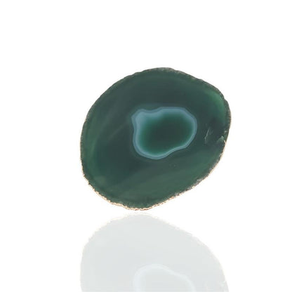 WINE BOTTLE HOLDER GREEN AGATE STONE WITH GOLDEN BORDER (11040033)