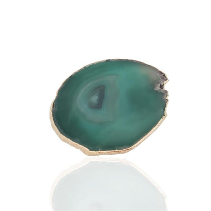 WINE BOTTLE HOLDER GREEN AGATE STONE WITH GOLDEN BORDER (11040033)