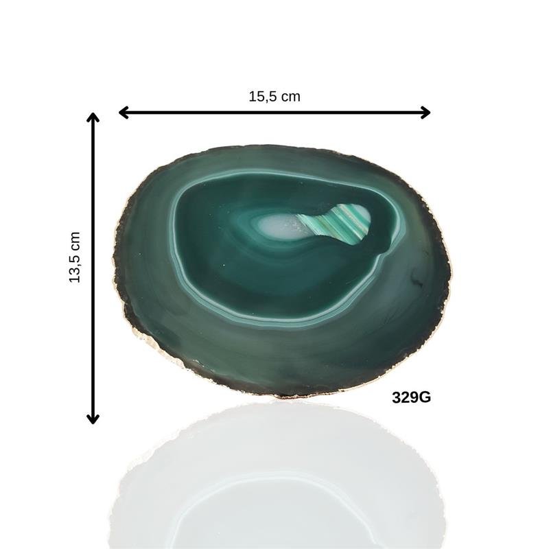 WINE BOTTLE HOLDER GREEN AGATE STONE WITH GOLDEN BORDER (11040033)