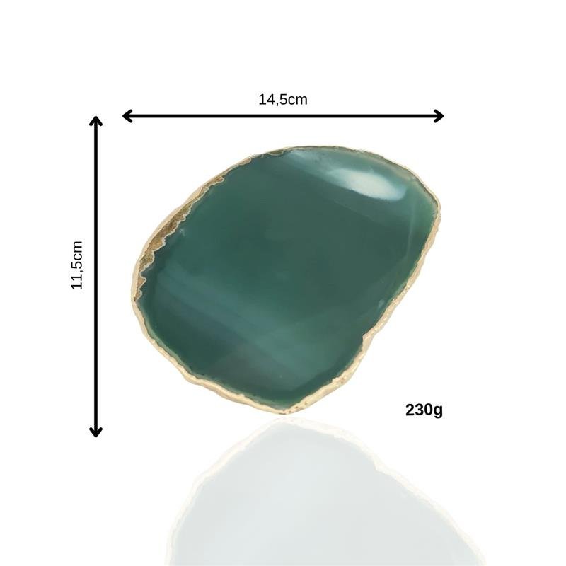 WINE BOTTLE HOLDER GREEN AGATE STONE WITH GOLDEN BORDER (11040033)