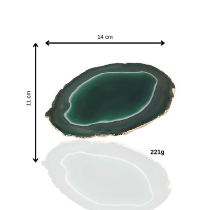 WINE BOTTLE HOLDER GREEN AGATE STONE WITH GOLDEN BORDER (11040033)