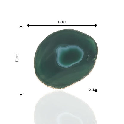 WINE BOTTLE HOLDER GREEN AGATE STONE WITH GOLDEN BORDER (11040033)