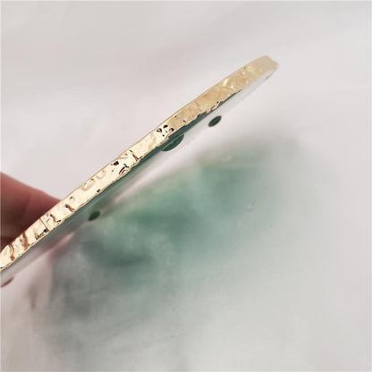 WINE BOTTLE HOLDER GREEN AGATE STONE WITH GOLDEN BORDER (11040033)