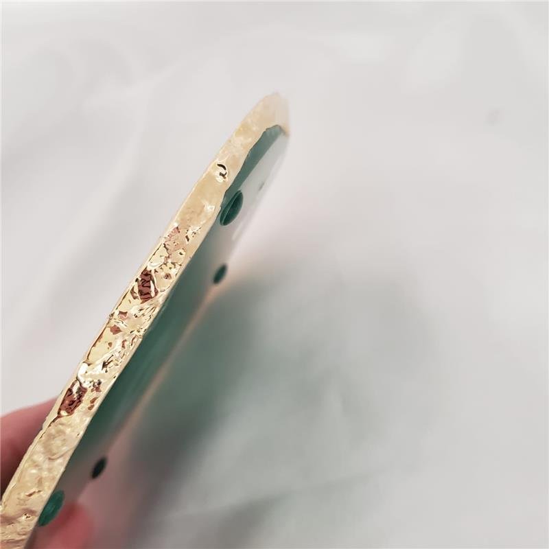 WINE BOTTLE HOLDER GREEN AGATE STONE WITH GOLDEN BORDER (11040033)